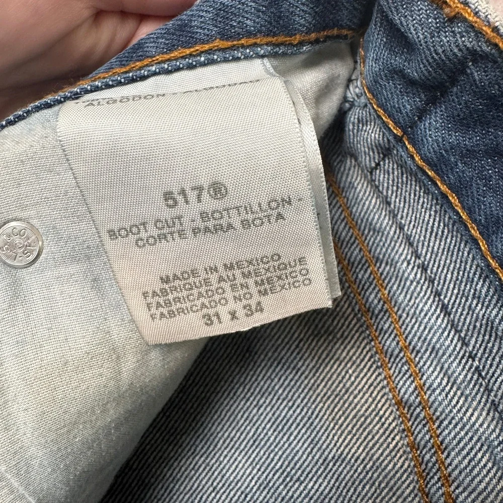 Vintage Levi's 517 Jeans Men 31x34 Blue Faded Bootcut Western Cowboy Denim